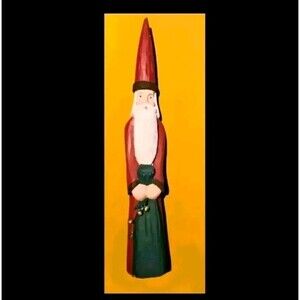 Santa Claus Christmas Decorative Figurine Holding Sack W/ Bells Attached